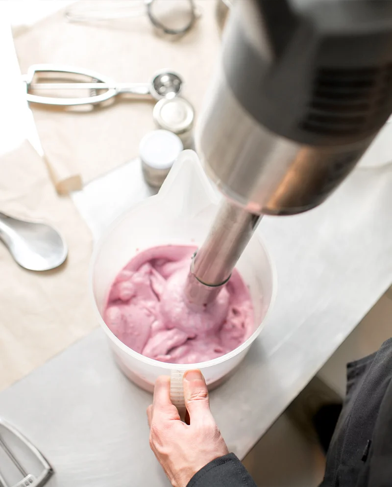 frullatore a immersione per preparazione gelato